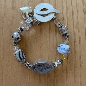 Silver & Trade Bead Bracelet.